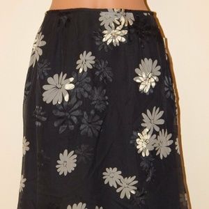 Liz Claiborne Skirt 4-Petite Floral Black Gold NWT